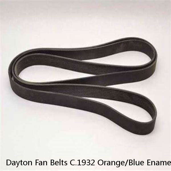 Dayton Fan Belts C.1932 Orange/Blue Enamel Dayton Rubber Ohio 34 Inches Long