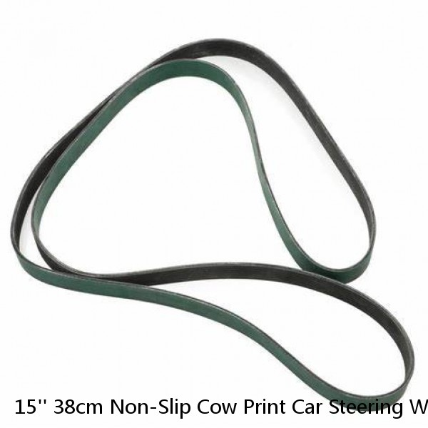 15'' 38cm Non-Slip Cow Print Car Steering Wheel Cover Leather w/ Seat Belt Cover (Fits: 2012 5)